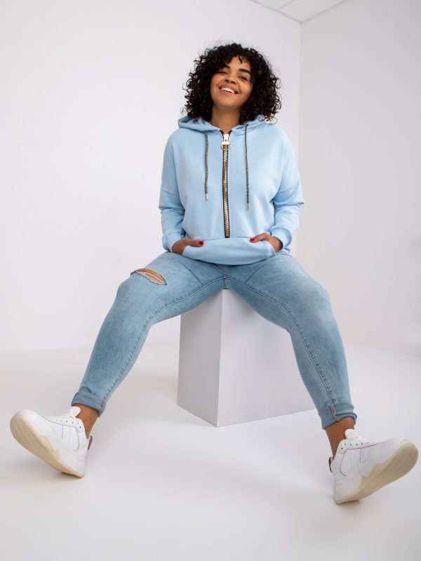 Light Blue Plus Size Zipper Sweatshirt Amanda