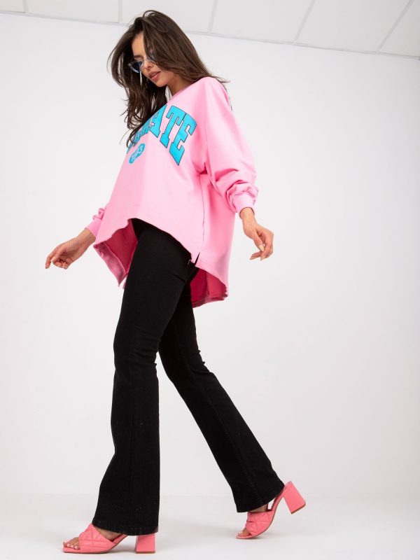 Pink and Blue Cotton Oversize Hoodless Sweatshirt