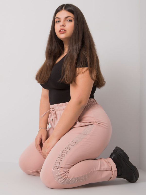 Dirty pink plus size sweatpants with Aelis applique