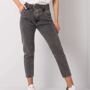 Dark grey jeans with belt Rita RUE PARIS