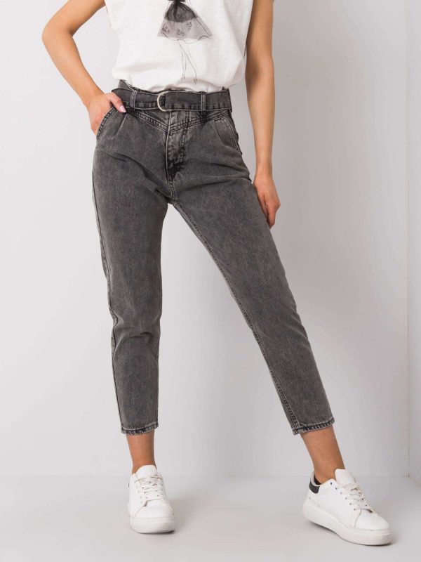 Dark grey jeans with belt Rita RUE PARIS