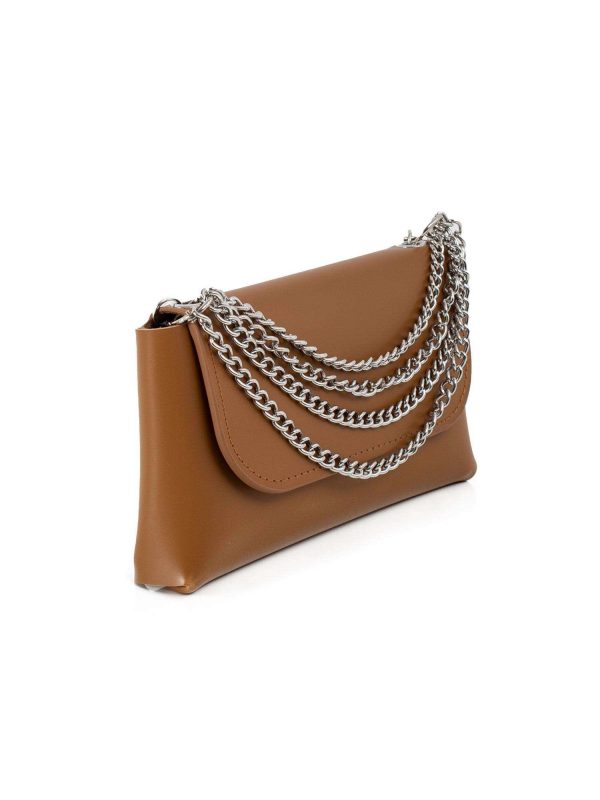 Camel handbag with decorative chains