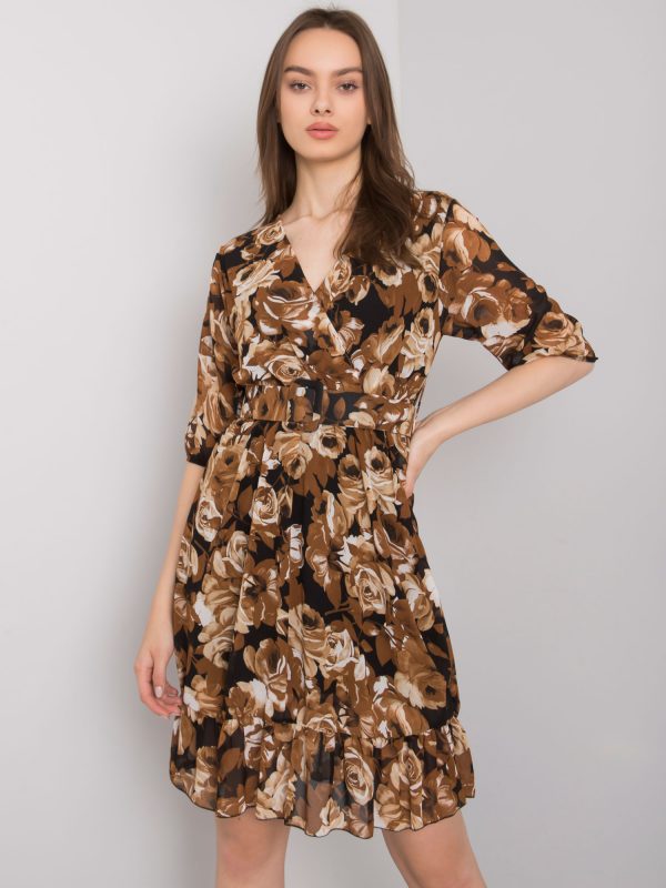 Brown Saluzzo Floral Dress