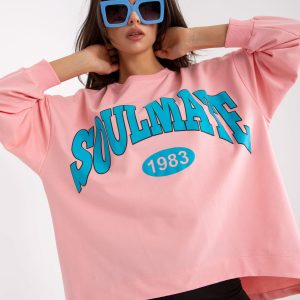 Light pink and blue oversize sweatshirt without hood