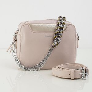 Light pink eco-leather handbag with decorative handle