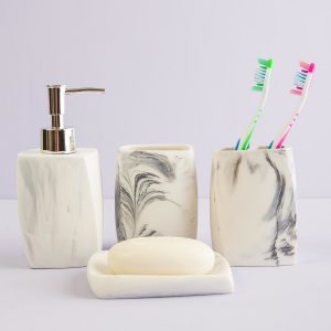 White Bathroom Accessory Set