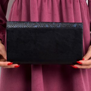 Black and navy blue clutch bag