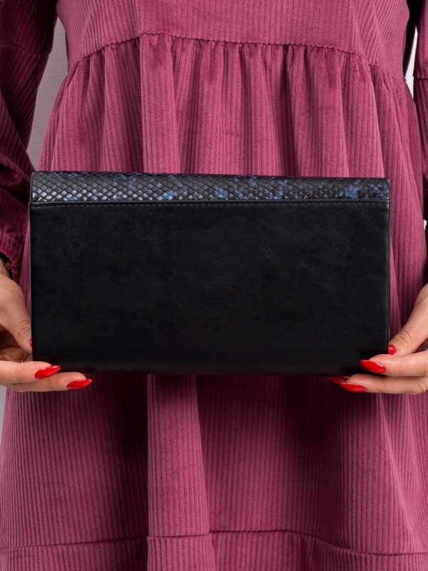 Black and navy blue clutch bag