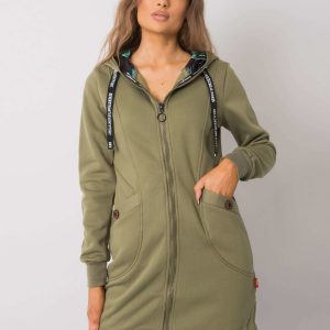 Khaki sweatshirt for women with pockets Frieda