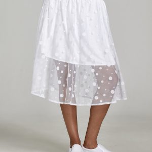 White skirt with tulle layer in polka dot