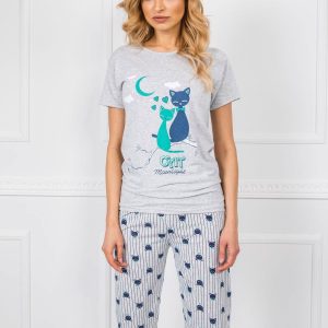 Women's Grey Cotton Pyjamas