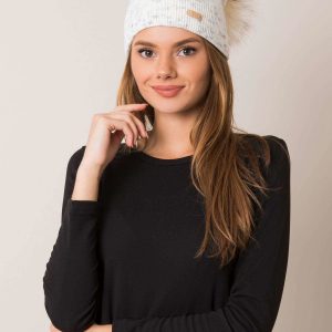 Ecru women's hat with pompom RUE PARIS