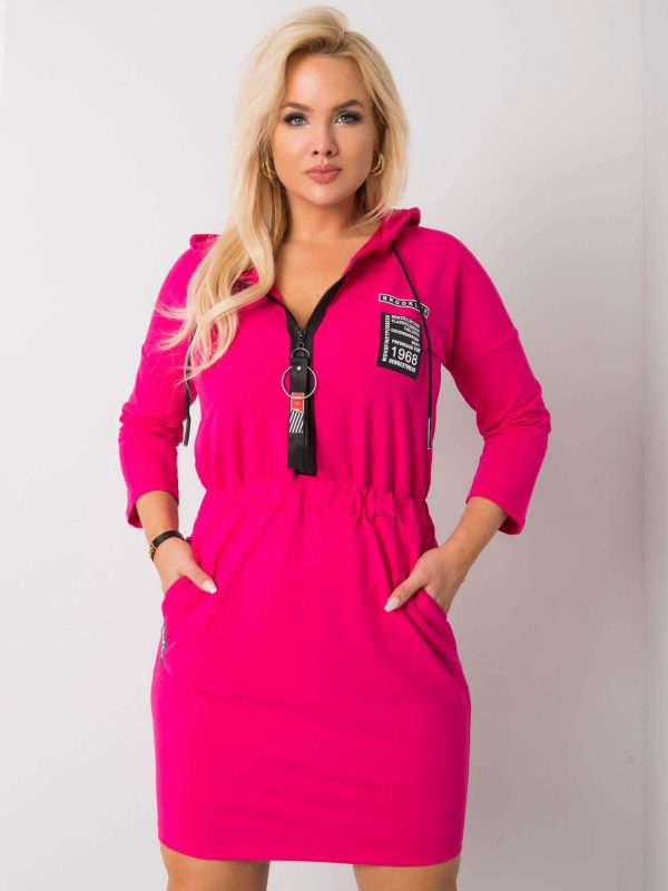 Cheryl Fuchsia Plus Size Hooded Dress