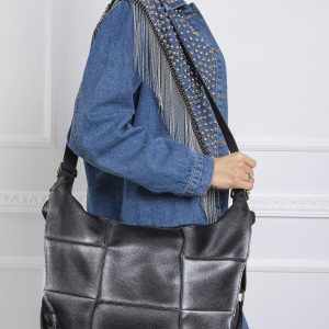 Black and silver longitudinal bag