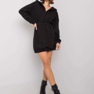 Skyla Black Hooded Sweatshirt Dress