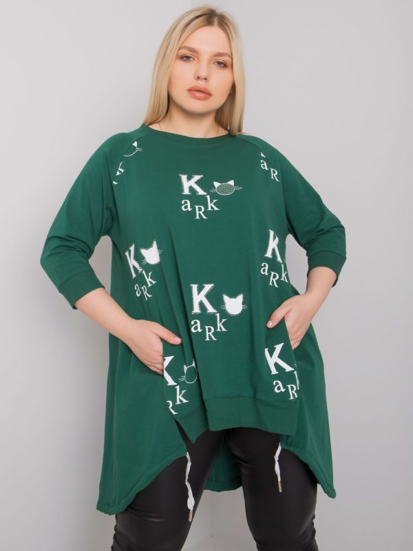 Dark Green Plus Size Tunic with Dashay Prints