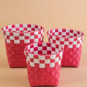 Raspberry Braided Basket Set