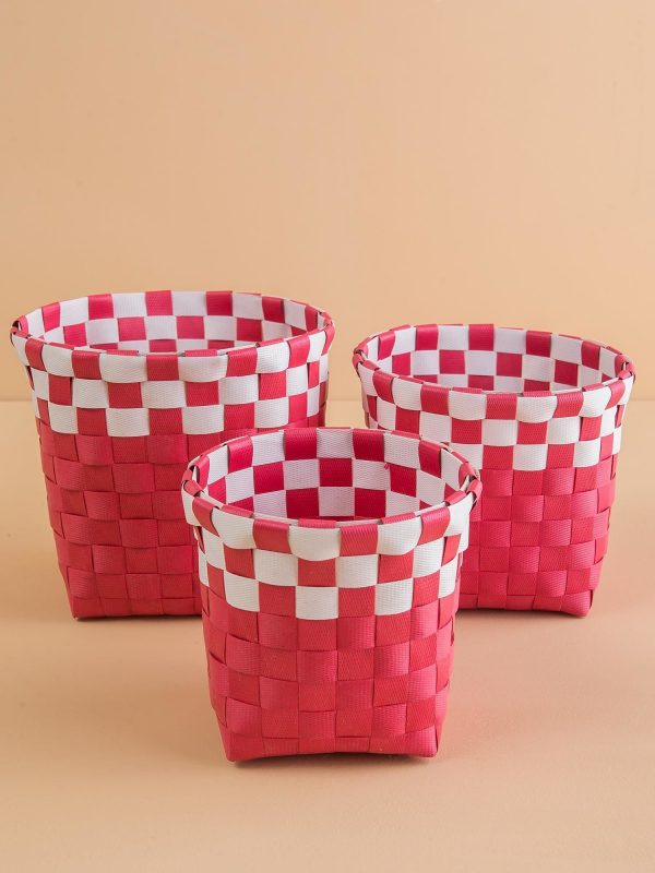 Raspberry Braided Basket Set