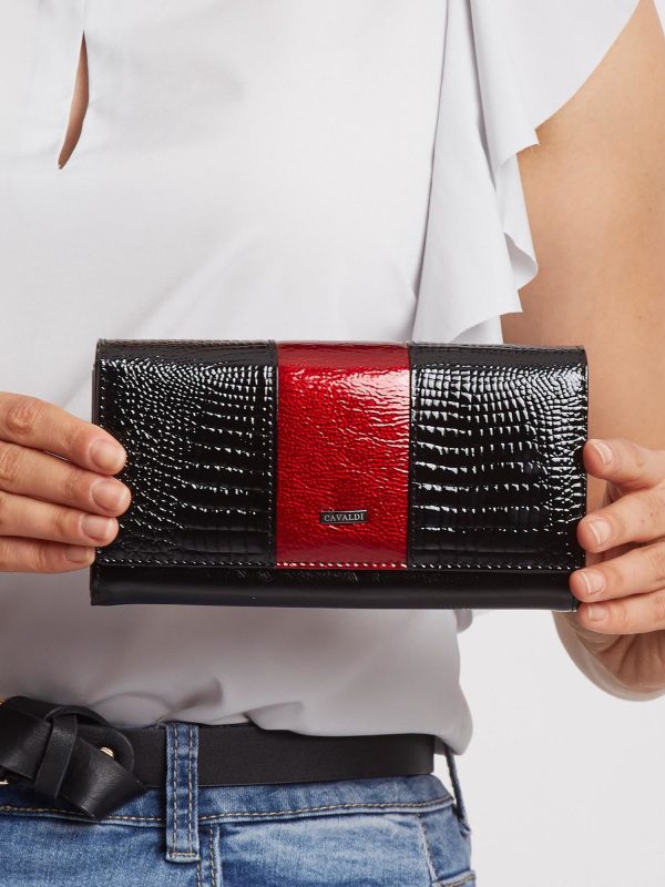 Cherry Black Leather Wallet