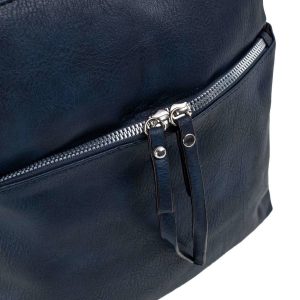 Navy blue eco leather ladies handbag