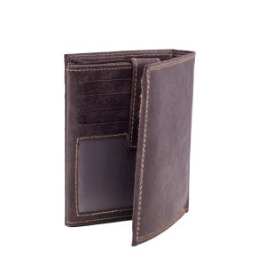 Men's wallet leather without clasp dark brown