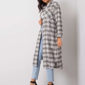 Louella's white and black checkered long shirt