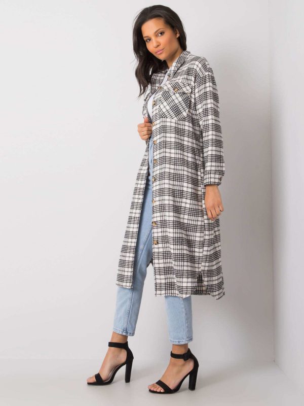 Louella's white and black checkered long shirt