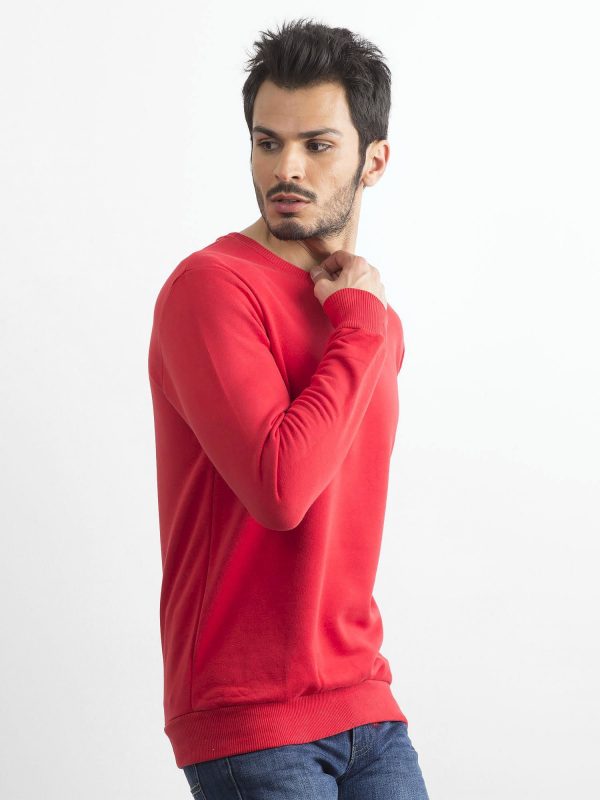 Red cotton sweatshirt for men