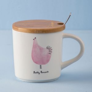 Ecru Printed Mug with Spoon