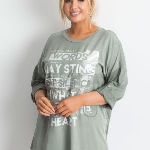 Plus size tunic with khaki print