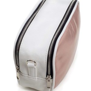 White and pink bag with detachable strap