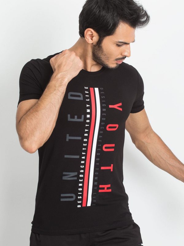 TOMMY LIFE Black Men's T-Shirt