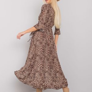 Beige leopterprint dress with ruffle Belmont OCH BELLA