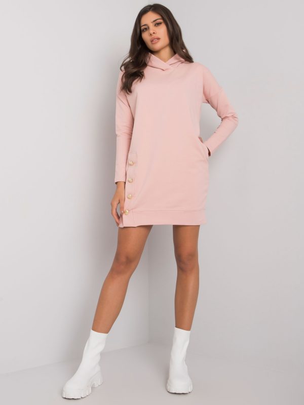 Dirty pink sweatshirt dress with hood Preston RUE PARIS