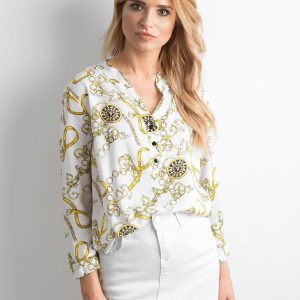 White Patterned Shirt Blouse