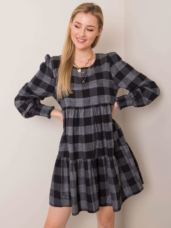 Saffron Grey Black Flannel Dress