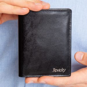 Genuine Leather Men's Black Vertical Wallet