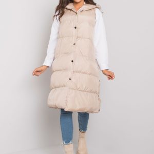 Beige quilted vest with hood Chase