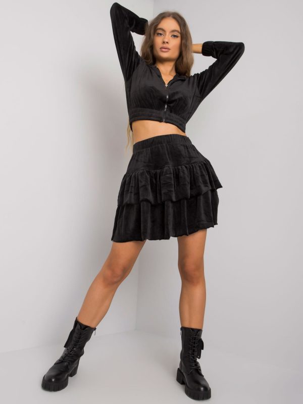 Black velour set with skirt Letta