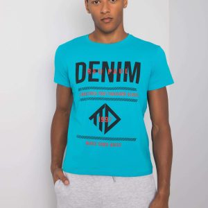 Turquoise Men's T-Shirt with Asher Print