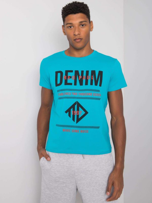 Turquoise Men's T-Shirt with Asher Print