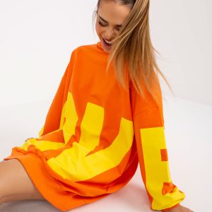 Orange-yellow long oversize hoodie