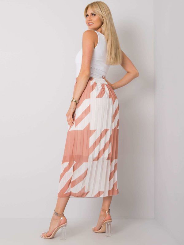 Isidora light brown pleated maxi skirt