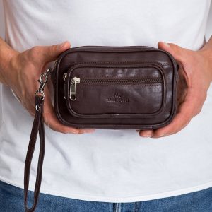 Brown leather sachet for men