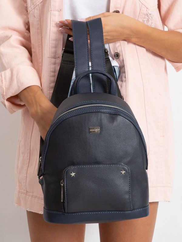 Navy Blue Women's Eco-Leather Backpack