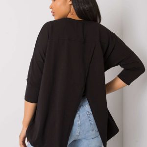 Black plus size blouse with Luigina applique