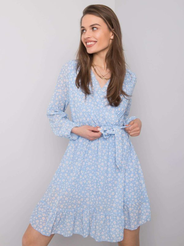 Blue dress with ruffle Eunika OCH BELLA