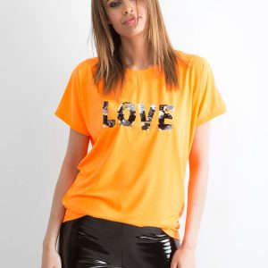 Fluo orange loose-fitting t-shirt Lovers