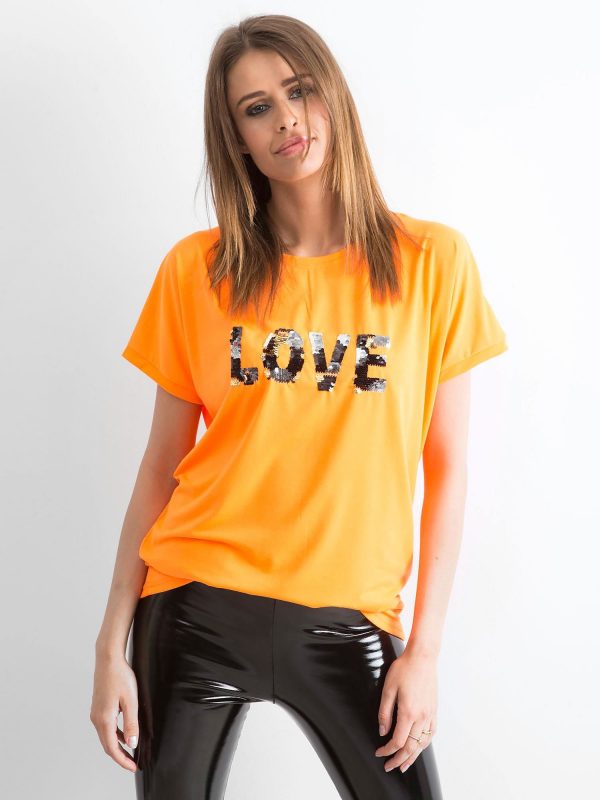 Fluo orange loose-fitting t-shirt Lovers