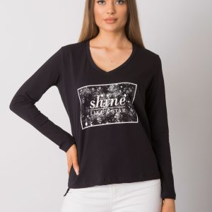 Alix Black Cotton Long Sleeve Blouse